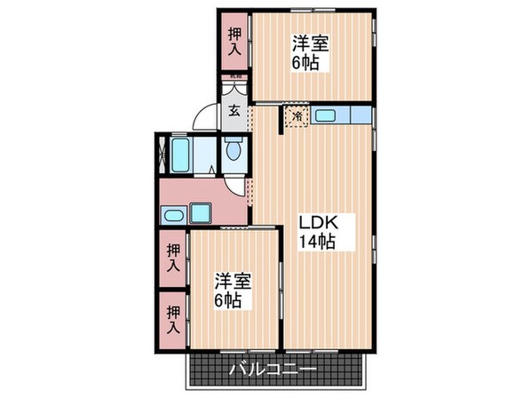 セジュ－ル大田Ｂ棟の物件間取画像